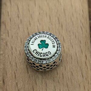 Pandora Chicago I Have Irish Roots four-leaf clover Charm, S925 Silver Bracelets